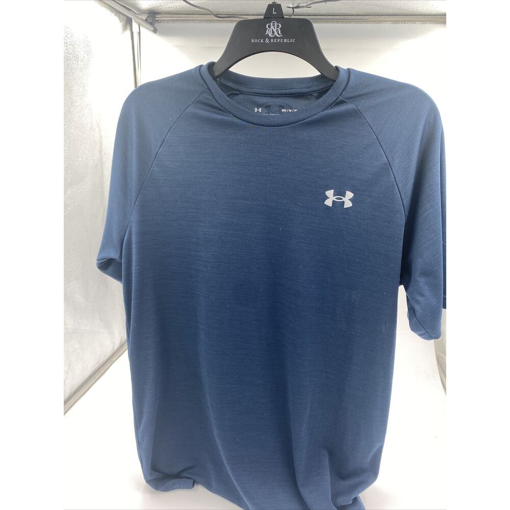 Under Armour HeatGear Men Size M Blue Loose Fit Short Sleeve Crew-Neck T-Shirt